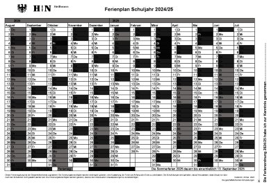 Ferienplan Heilbronn 2024/25